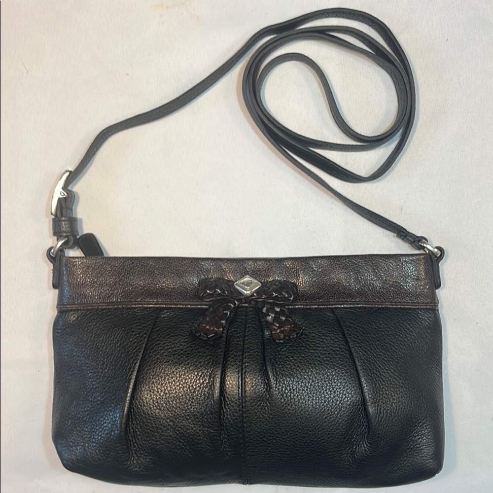 Brighton Black Crossbody Bag with Adjustable Strap and Metal Detail